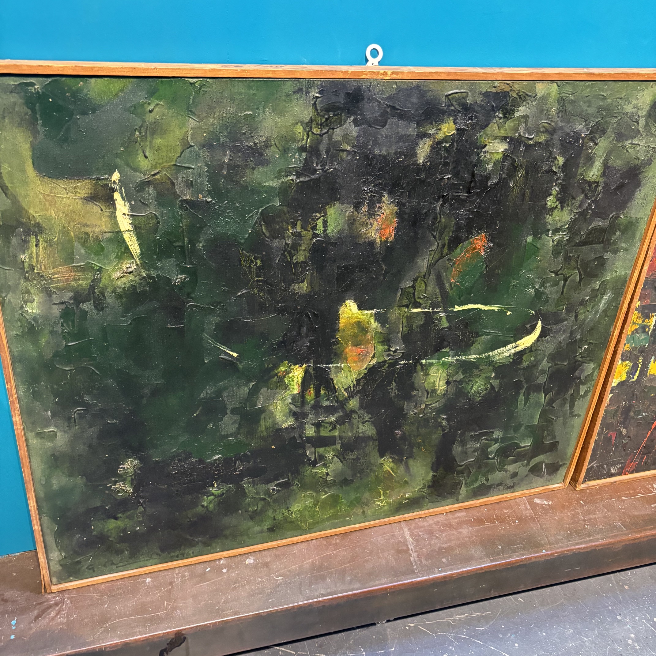 Coppia di dipinti olio su tela opera di Gaetano Alibrandi 1961. Arte moderna e contemporanea Mis 104 x 82 - immagine 3