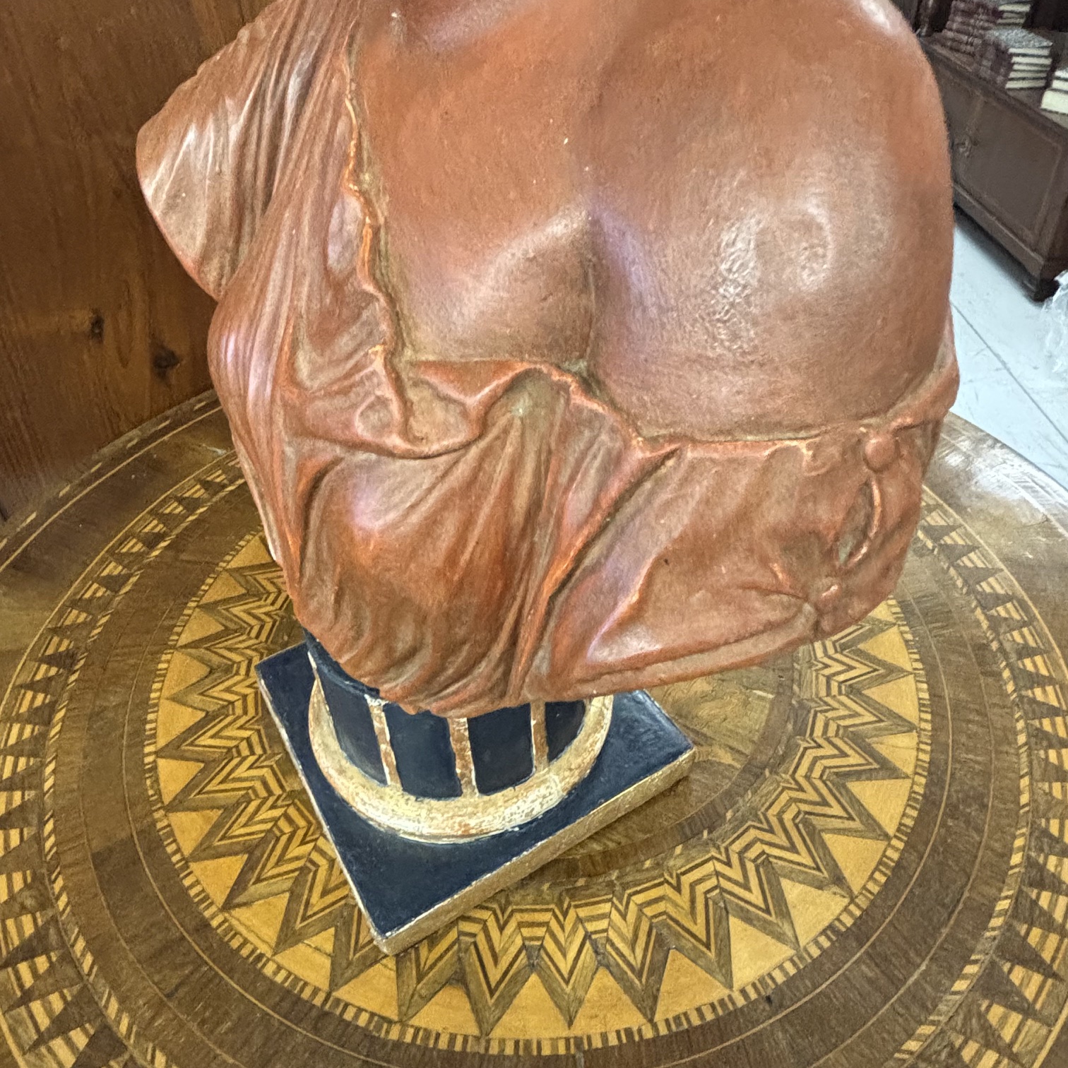 Antica splendida scultura in terracotta patina XIX secolo con base in legno dipinto . Ottimo Mis h cm 52 Largh cm 36 prof cm 20 - immagine 13