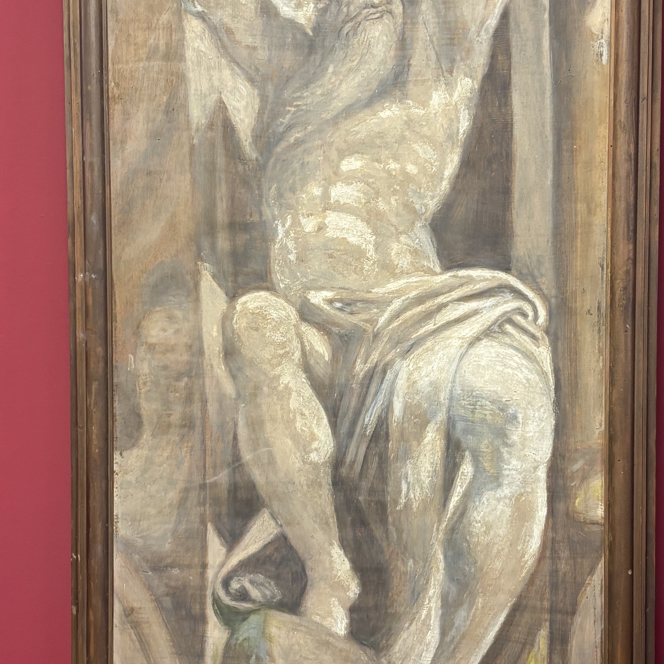 Antico Dipinto su tavola Mose’ che spezza le tavoli della Legge “ XIX sec Da Parmigianino Mis x 164 x 62 - immagine 2
