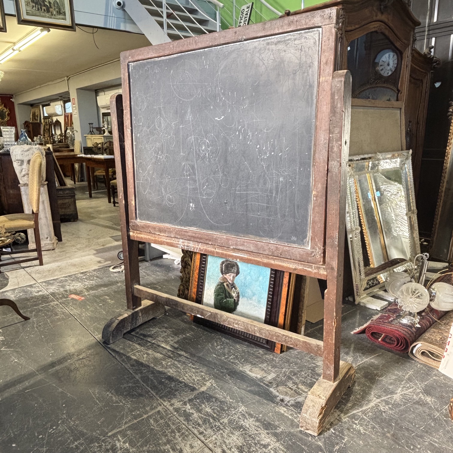 Antica rara lavagna disegno scuola 1920. MIs H175 cm L 144 - immagine 3