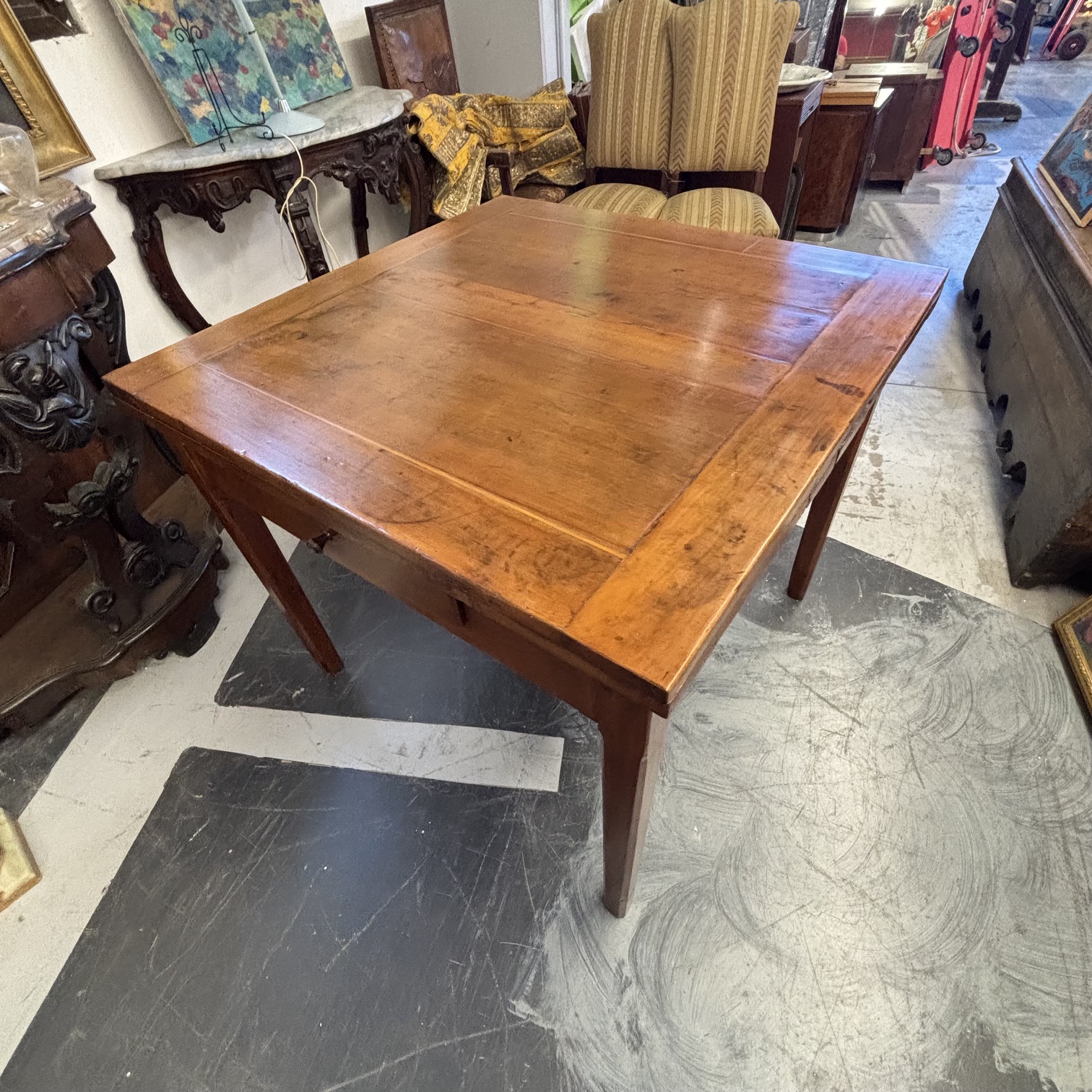 Antico tavolo LUIGI XVI - 1770 ciliegio a tiro allungabile. Mis 100 x 100. Aperto cm 186 - immagine 6