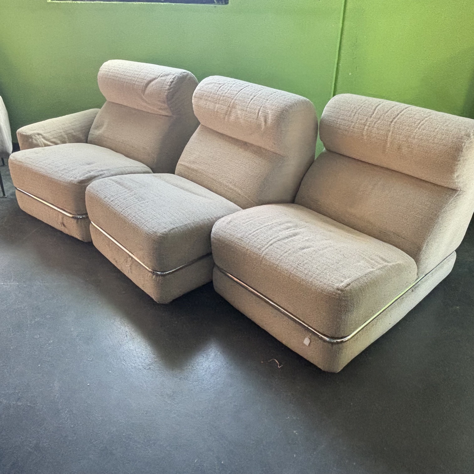 Divano modulare con tre poltrone. Space age modulare anni 70. Mis L cm210 prof 85 - immagine 8