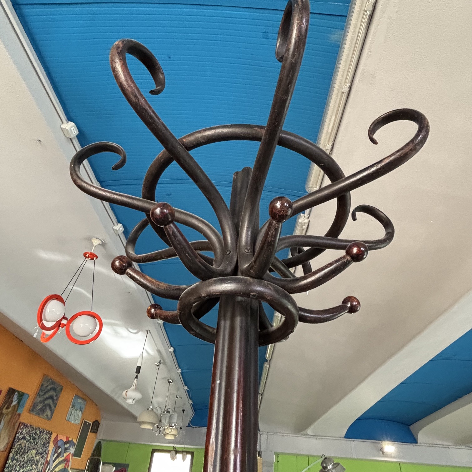 Antico Attaccapanni in legno di faggio Curvato Thonet anni 1940. Mis h cm 195 Larghezza cm 73 - immagine 8