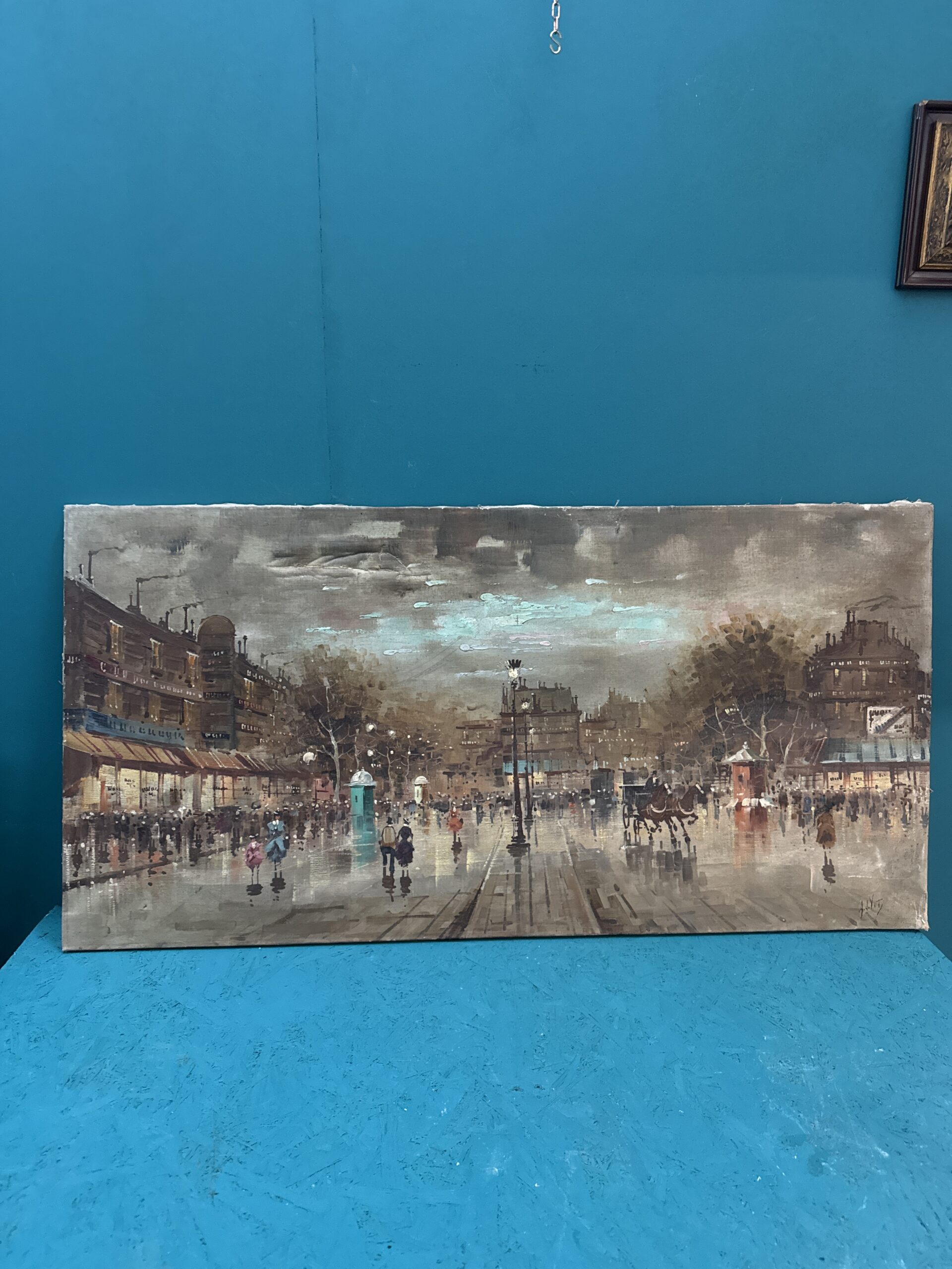 Antonio DeVity olio su tela 60x120cm, Boulevard di Parigi 1950. Post impressionista! - immagine 2