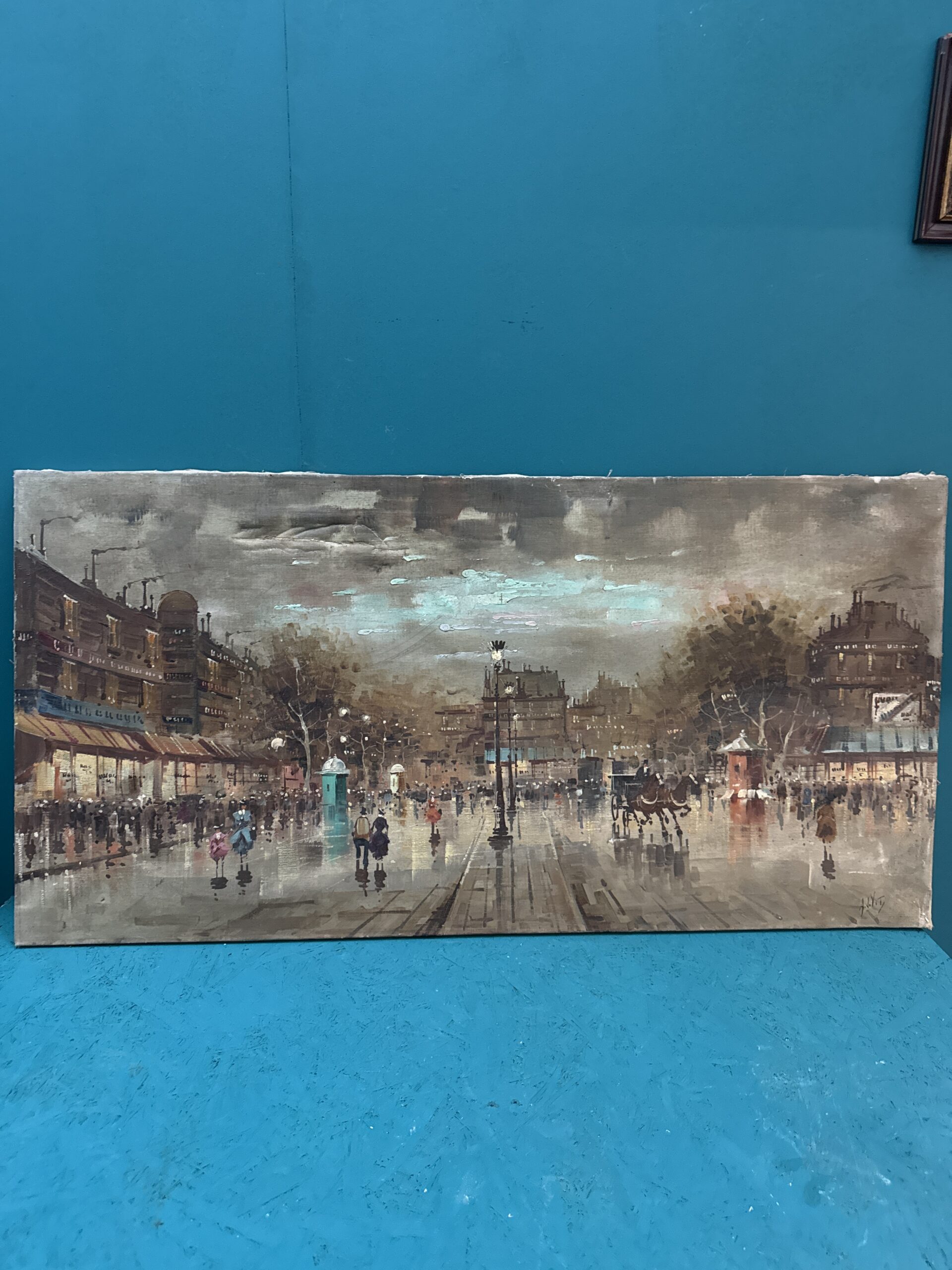 Antonio DeVity olio su tela 60x120cm, Boulevard di Parigi 1950. Post impressionista! - immagine 3