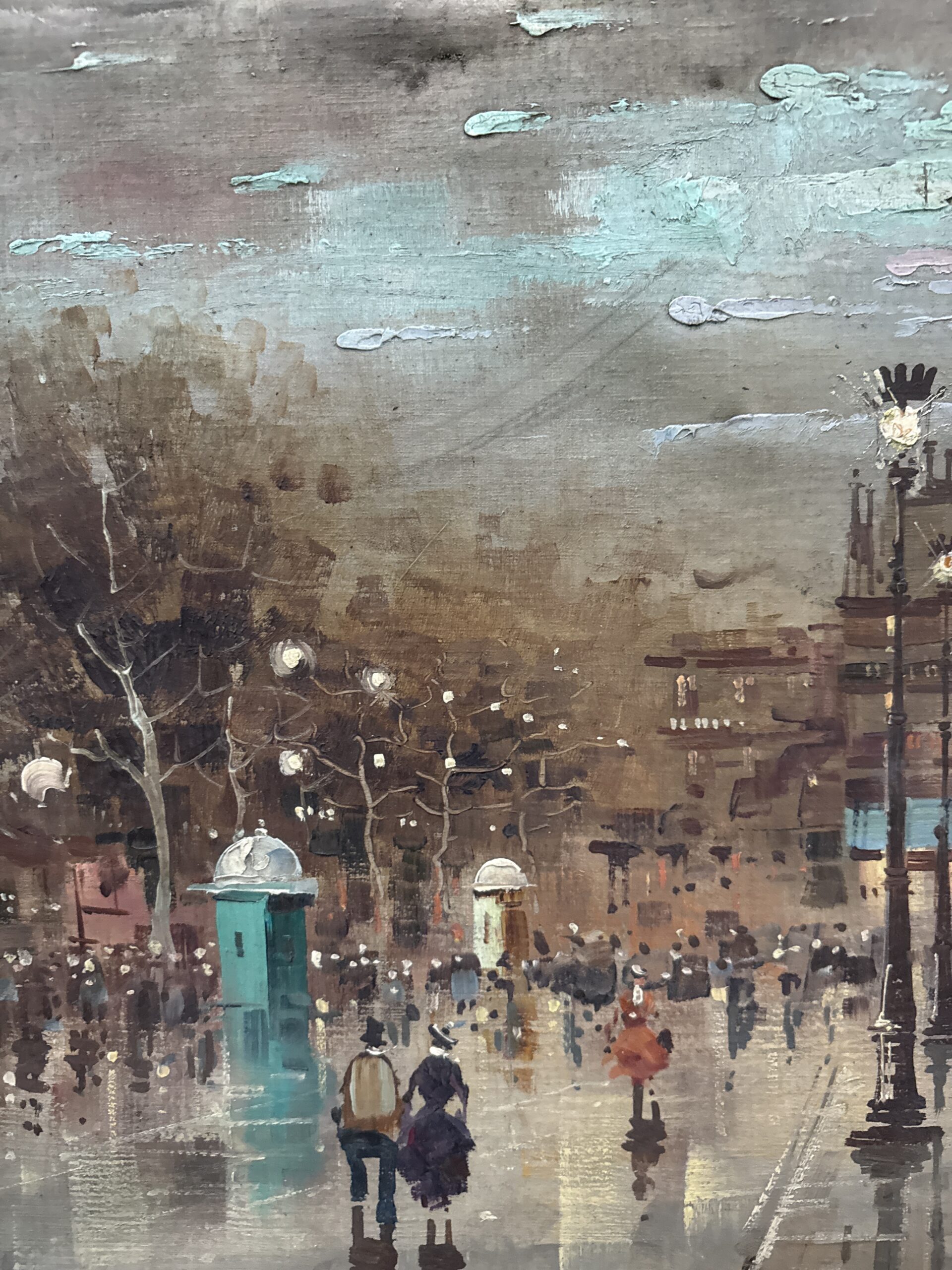Antonio DeVity olio su tela 60x120cm, Boulevard di Parigi 1950. Post impressionista! - immagine 7