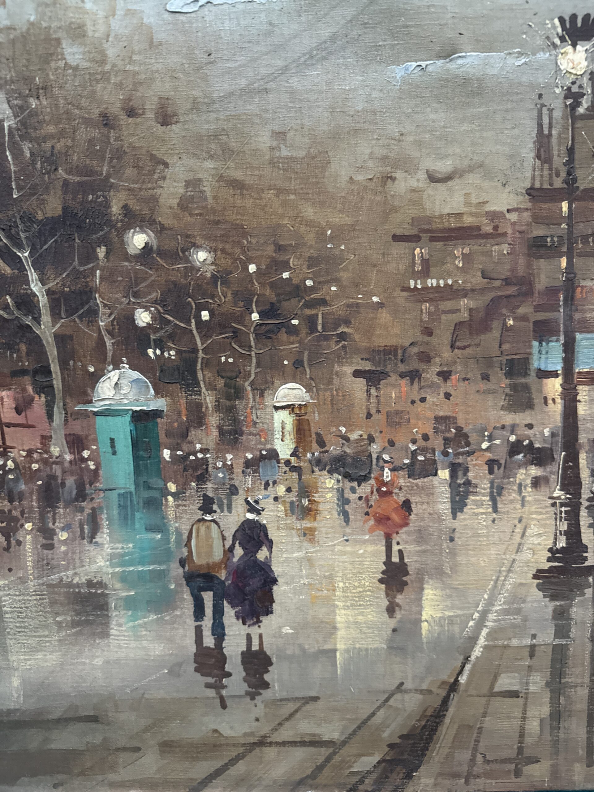 Antonio DeVity olio su tela 60x120cm, Boulevard di Parigi 1950. Post impressionista! - immagine 8