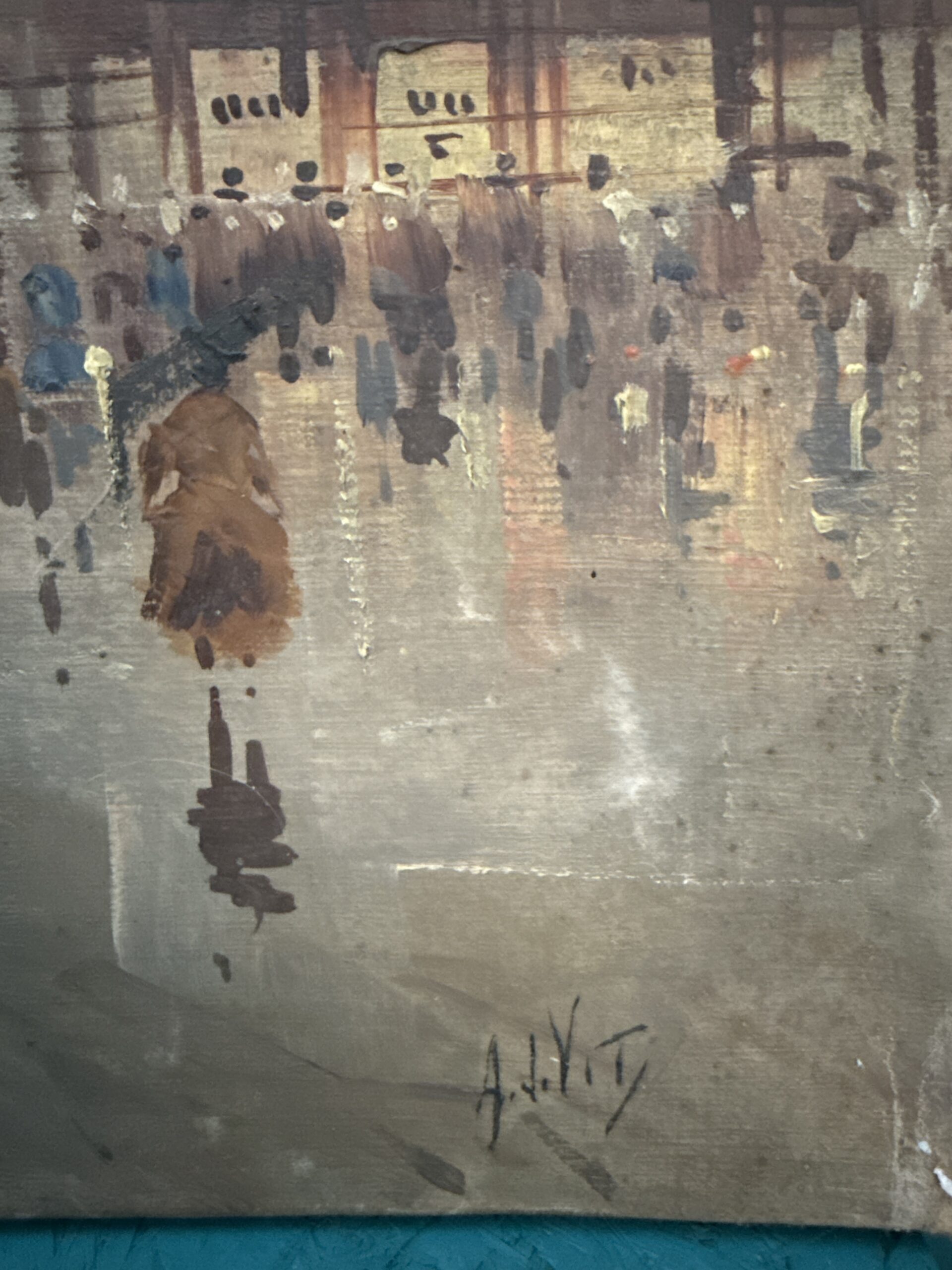 Antonio DeVity olio su tela 60x120cm, Boulevard di Parigi 1950. Post impressionista! - immagine 12