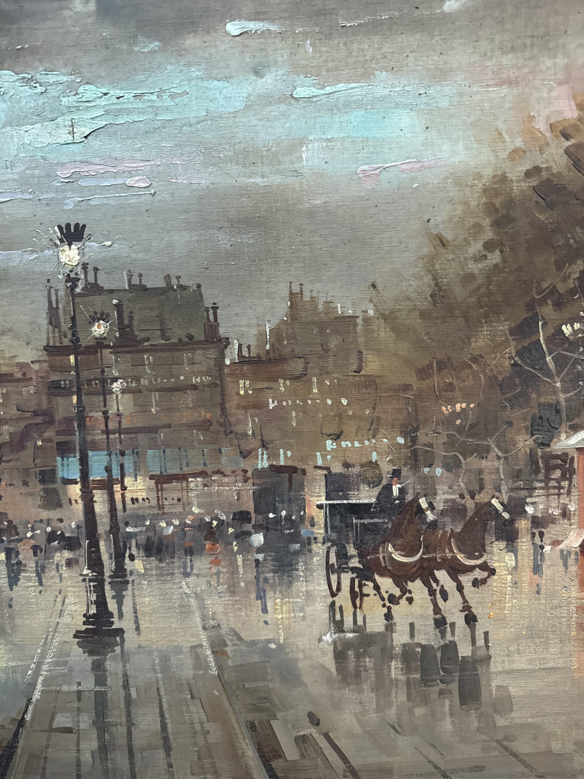 Antonio DeVity olio su tela 60x120cm, Boulevard di Parigi 1950. Post impressionista! - immagine 13