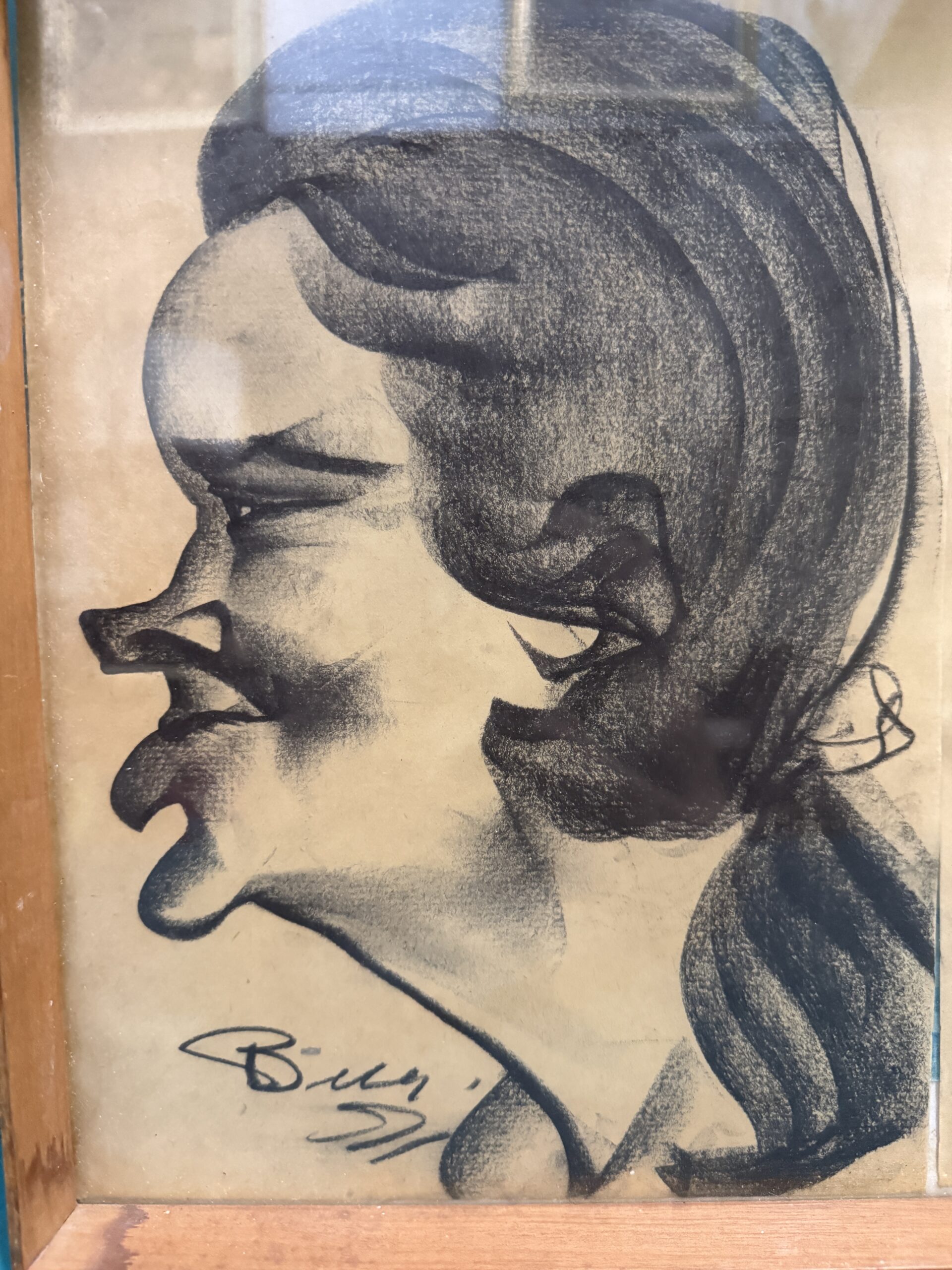 Antichi disegni uomo e donna di caricature firmati 1911, 45x33cm - immagine 3