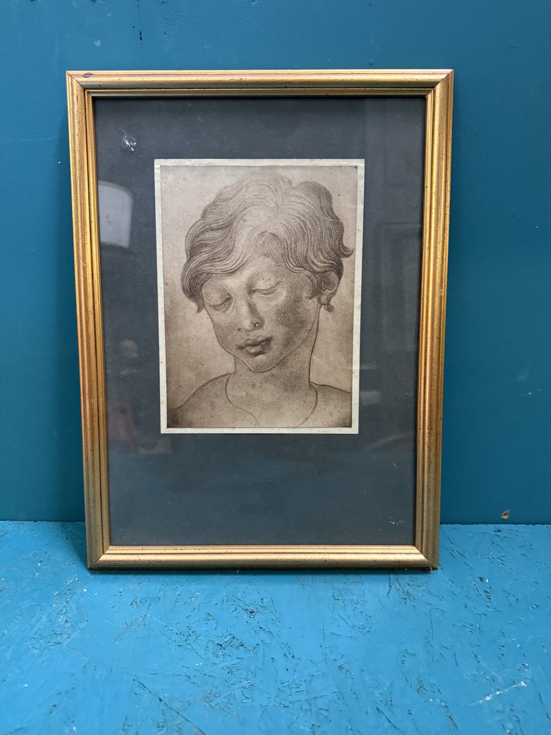 Antico disegno volto di fanciullo 1827, firmato E.C. 23x17cm - immagine 7