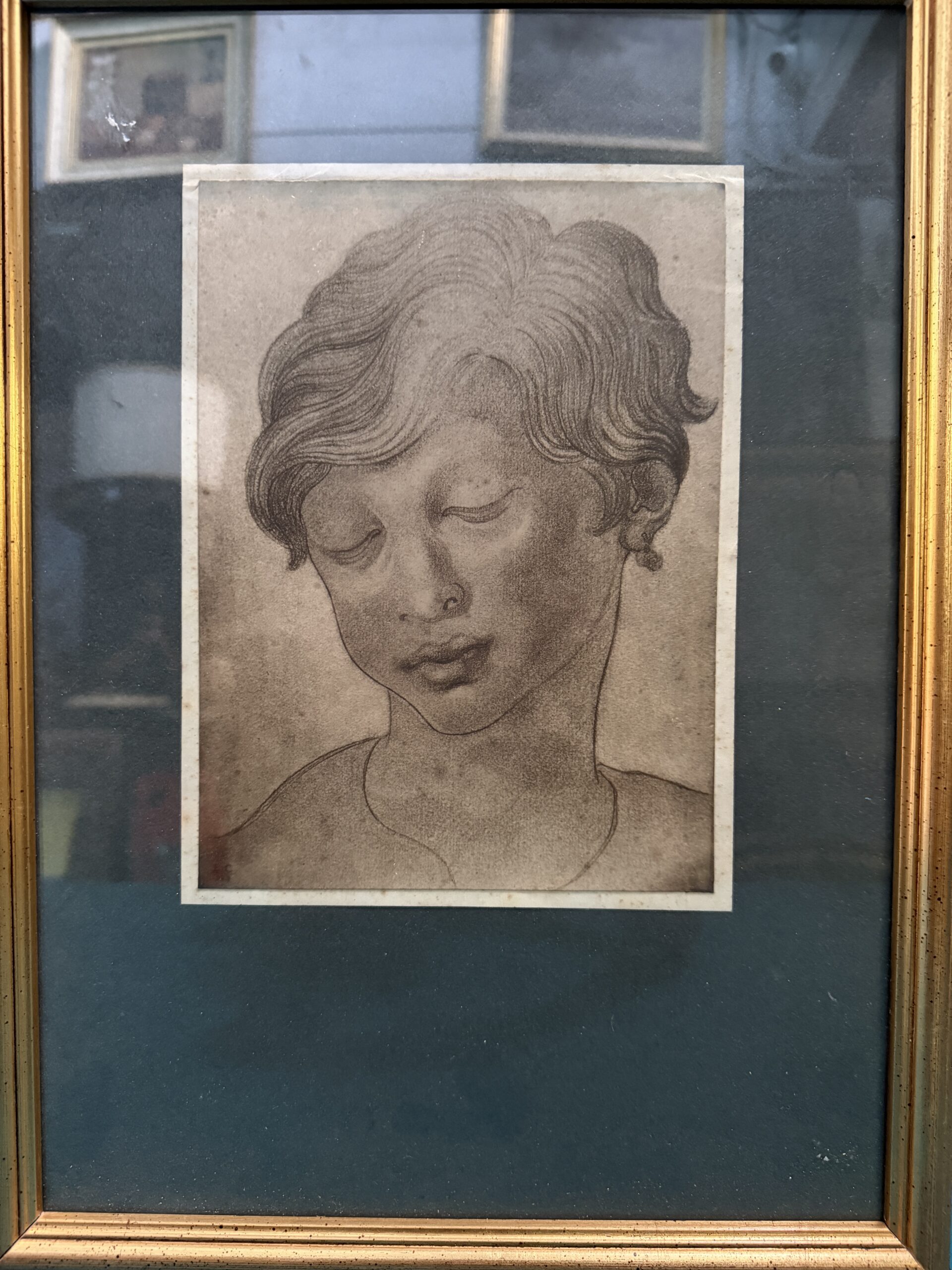 Antico disegno volto di fanciullo 1827, firmato E.C. 23x17cm - immagine 8