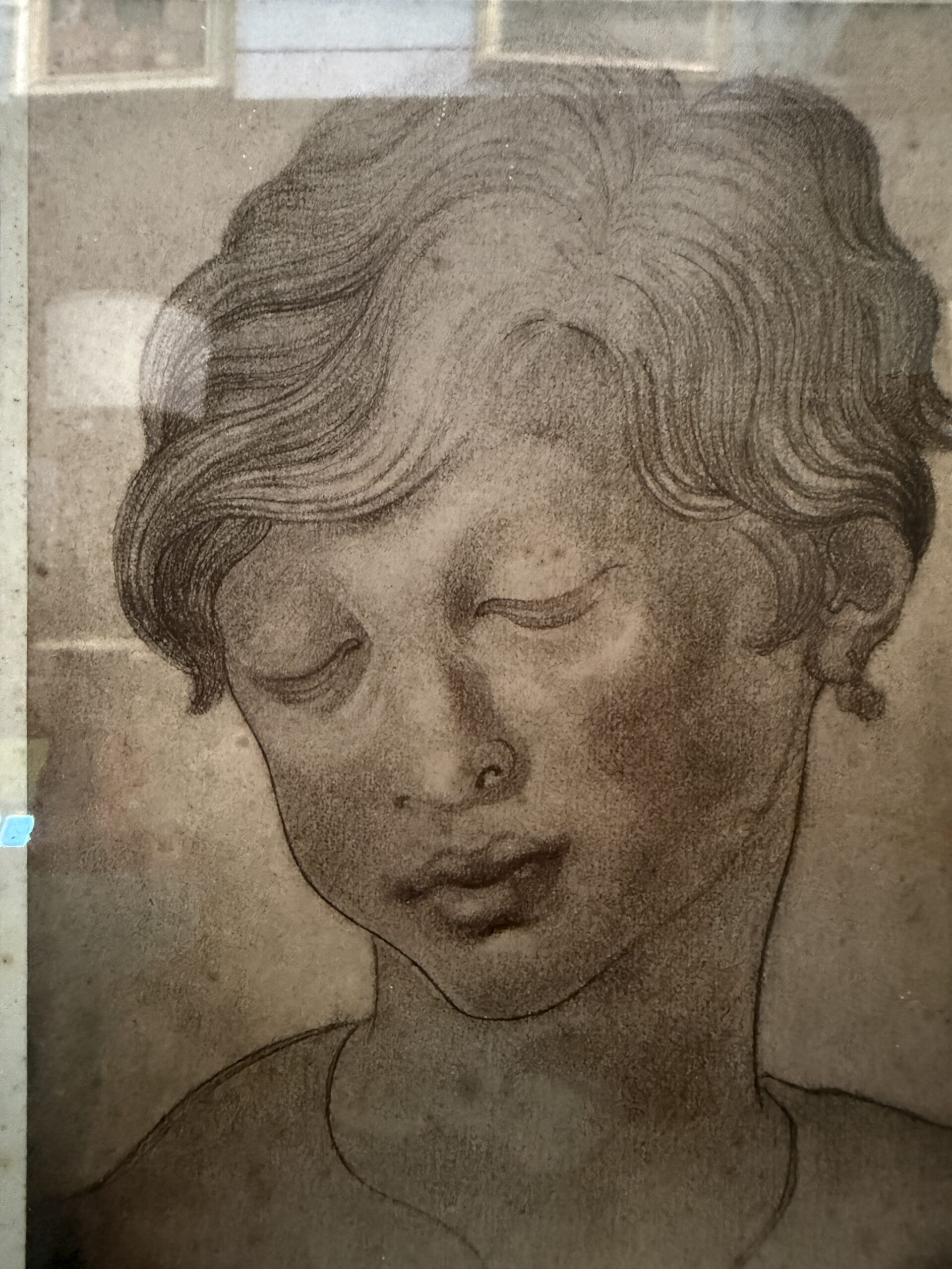 Antico disegno volto di fanciullo 1827, firmato E.C. 23x17cm - immagine 9