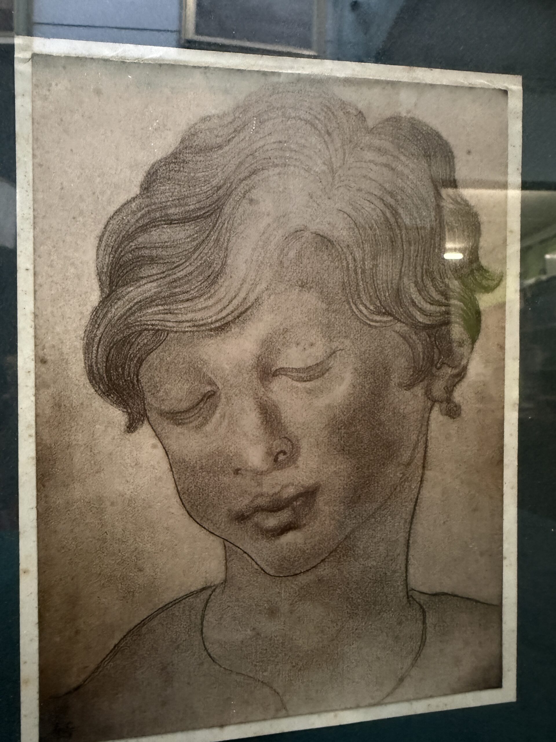 Antico disegno volto di fanciullo 1827, firmato E.C. 23x17cm - immagine 10