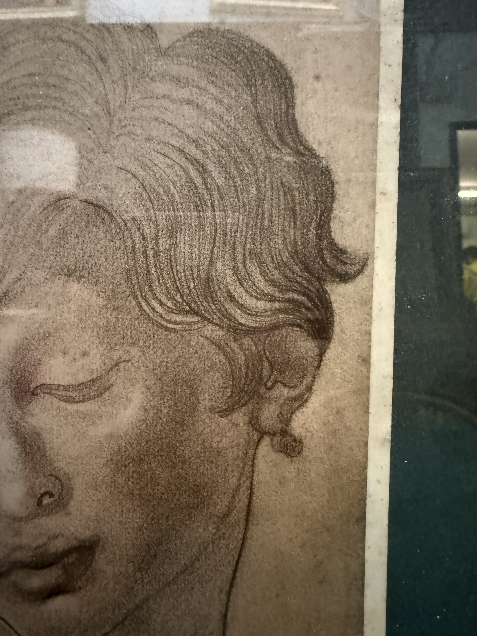 Antico disegno volto di fanciullo 1827, firmato E.C. 23x17cm - immagine 13