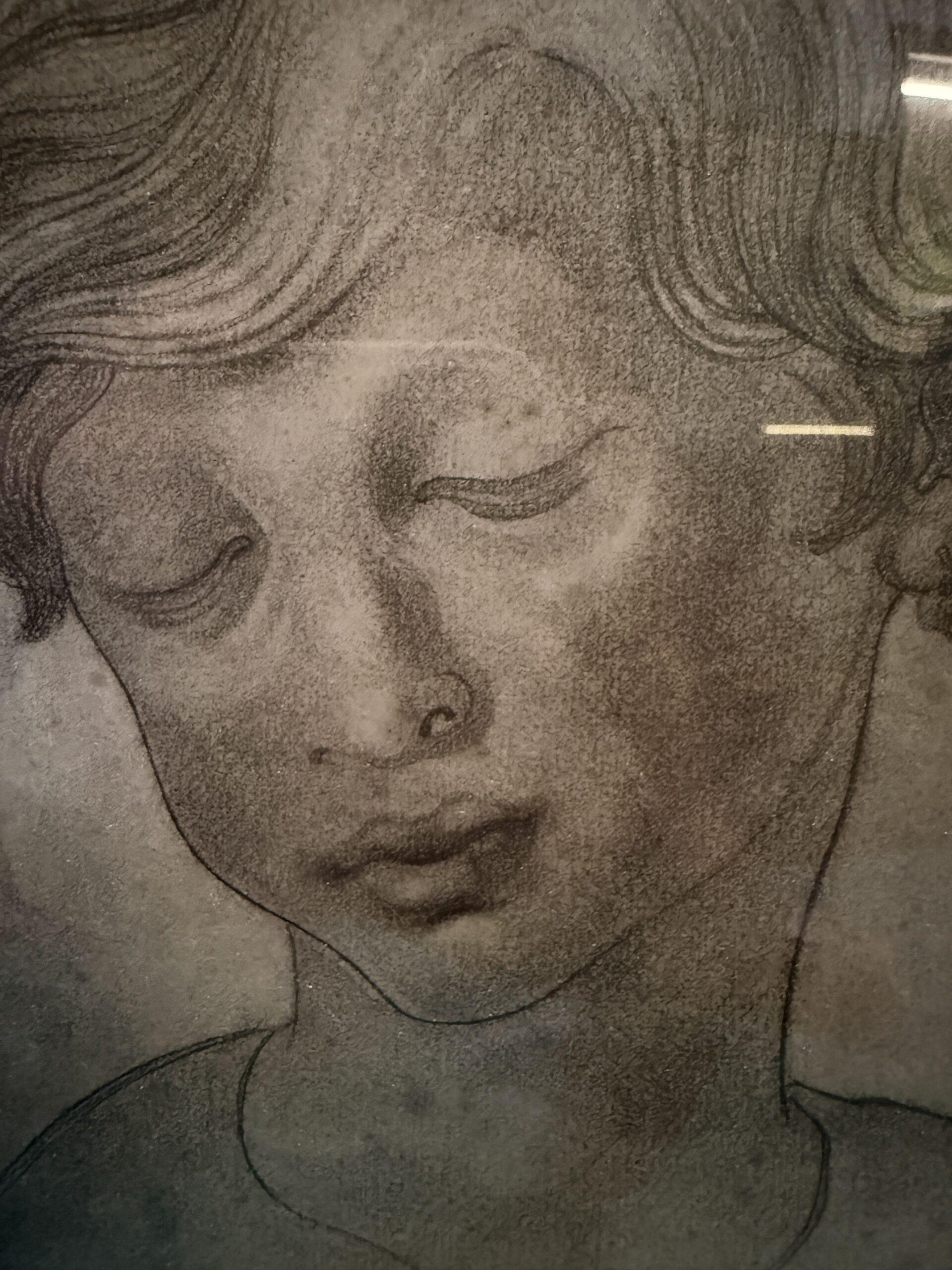Antico disegno volto di fanciullo 1827, firmato E.C. 23x17cm - immagine 15