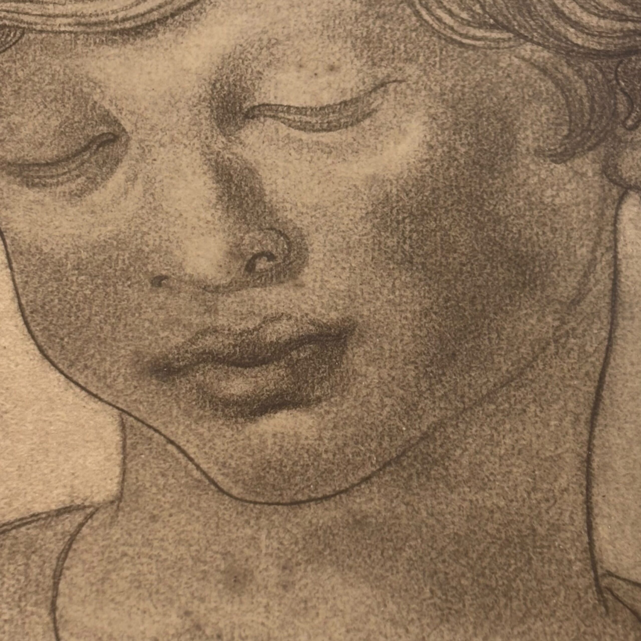 Antico disegno volto di fanciullo 1827, firmato E.C. 23x17cm - immagine 6